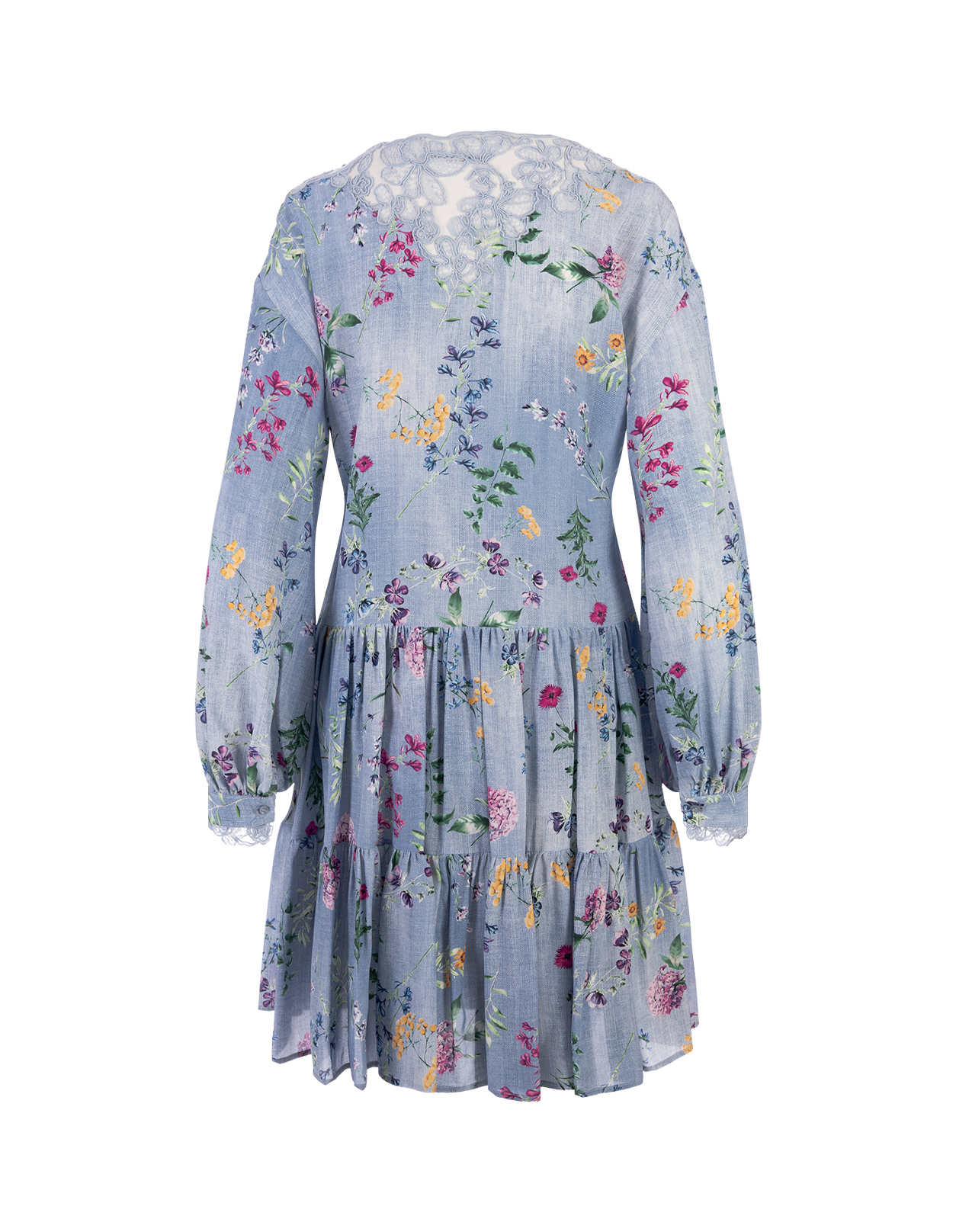 Floral Silk Short Dress With Lace ERMANNO SCERVINO Russocapri